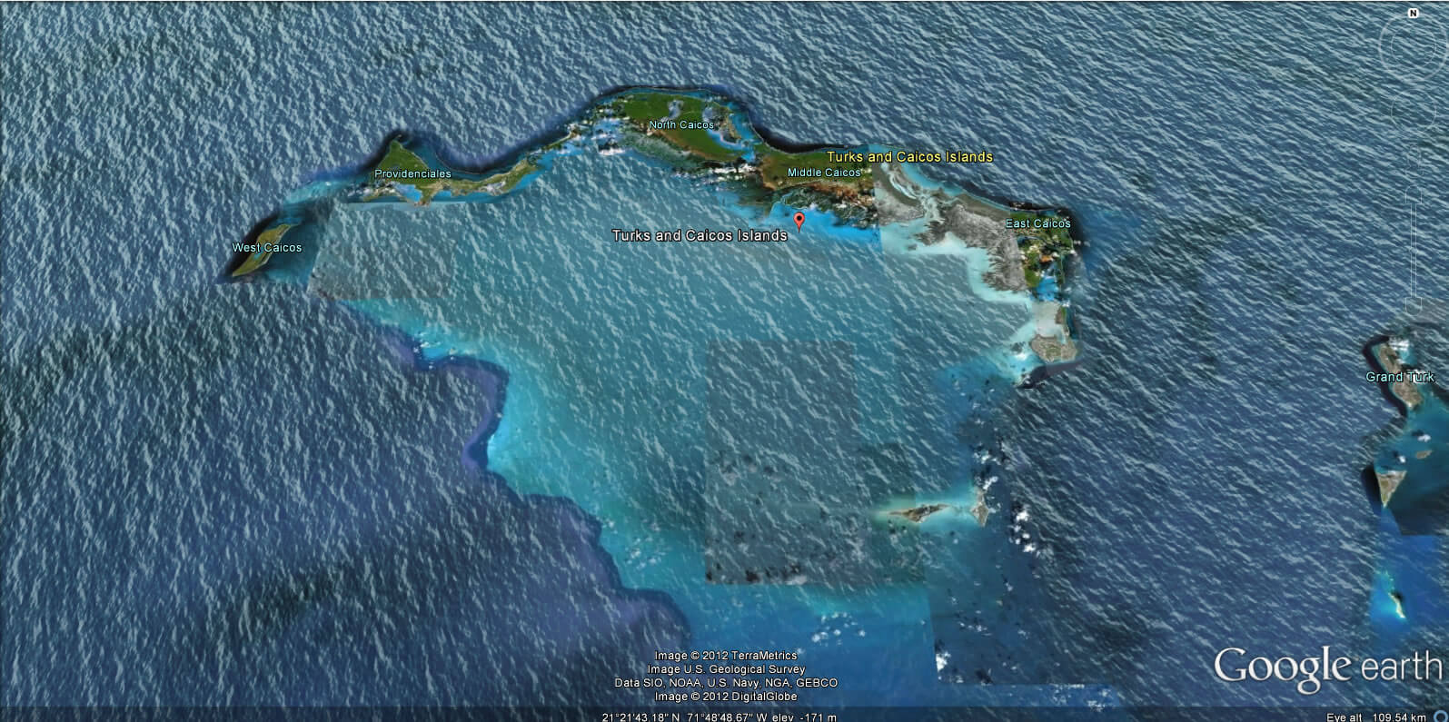 Turks und Caicos inseln erde karte